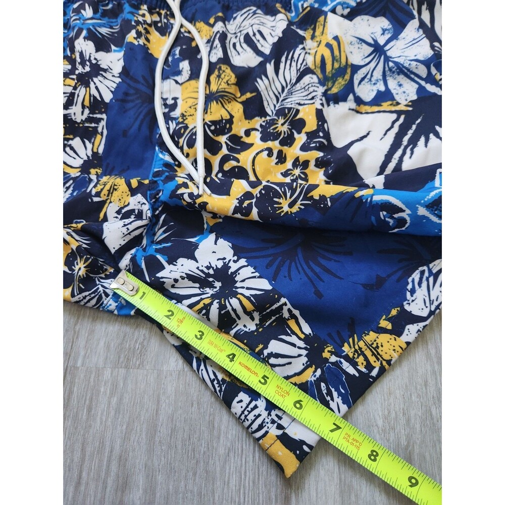 Corona Hawaiian Swim Trunks Blue Yellow Floral Patchwork Mens 2XL Board Shorts - Picture 6 of 8